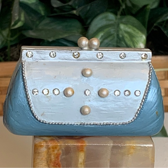 Avon Other - AVON Collectibles All Dressed Up Blue Pearl Purse Clutch Bag Fashion Figurine